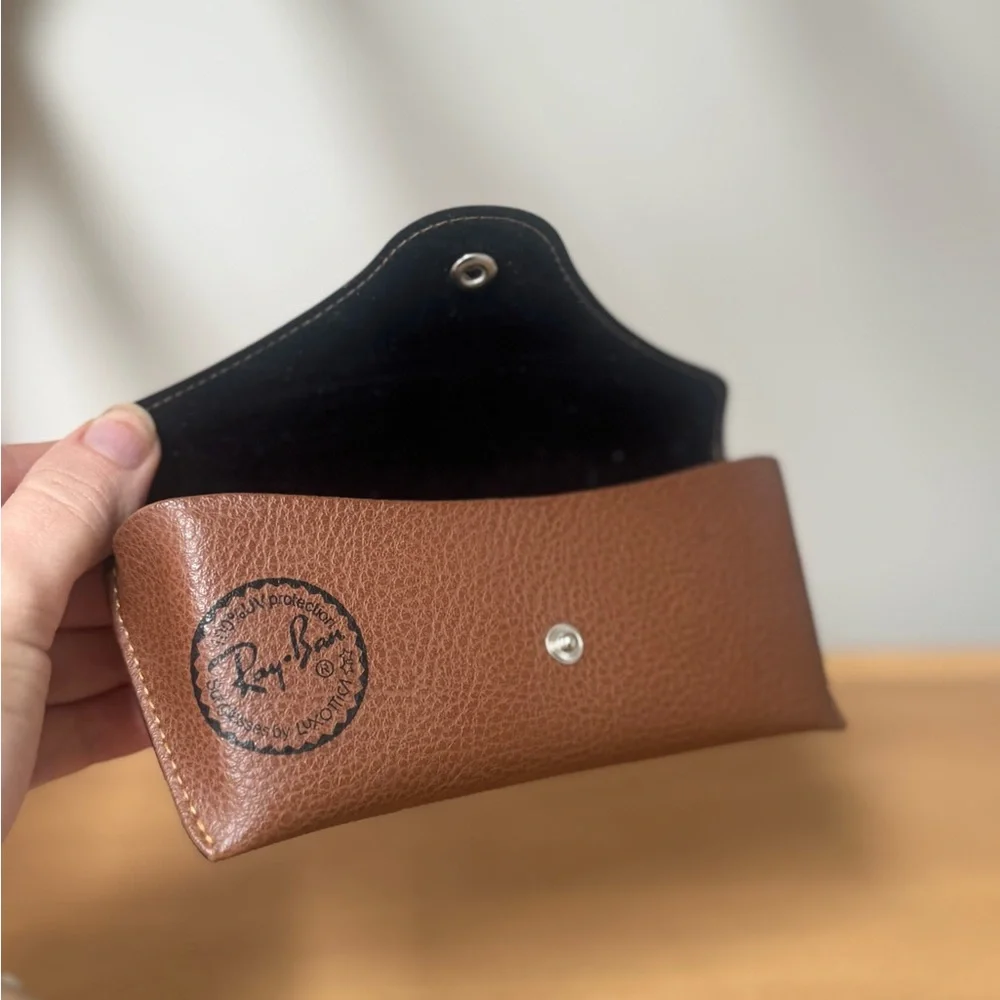 Ray-Ban Tan Leather Eyewear Case with Rehab Frames